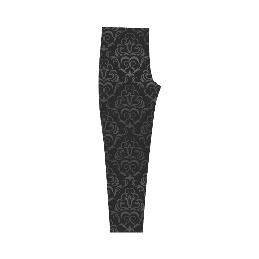Black Grey Damasks Capri Legging (Model L02)