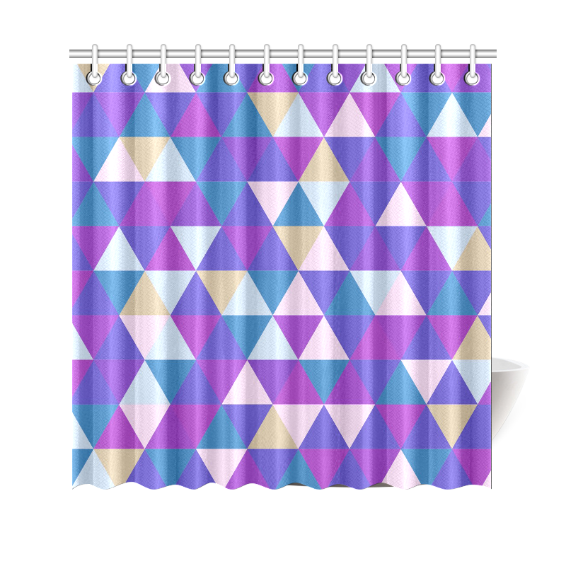 Purple Blue Pink Abstract Triangles Shower Curtain 69"x70"