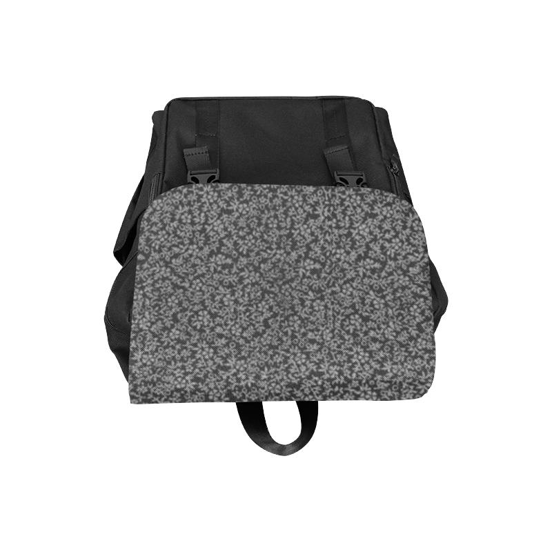 Vintage Floral Charcoal Gray Black Casual Shoulders Backpack (Model 1623)