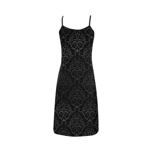 Black Grey Damasks Alcestis Slip Dress (Model D05)