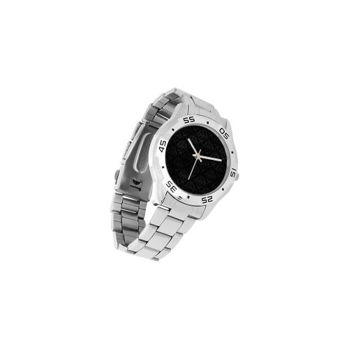 Black Grey Damasks Men's Stainless Steel Analog Watch(Model 108)
