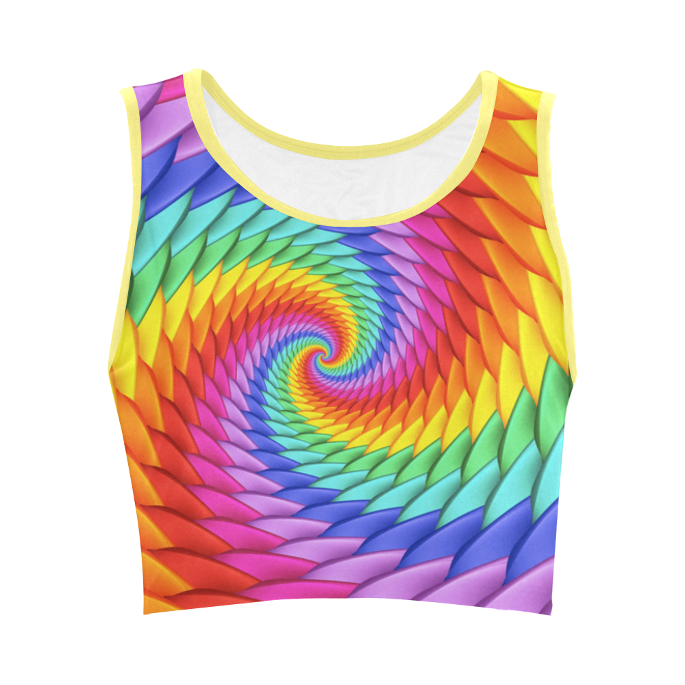 Psychedelic Rainbow Spiral Women's Crop Top (Model T42)