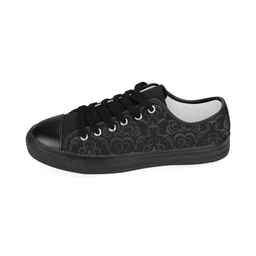 Black Grey Damasks Women's Classic Canvas Shoes (Model 018)