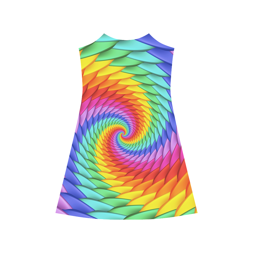 Psychedelic Rainbow Spiral Alcestis Slip Dress (Model D05)