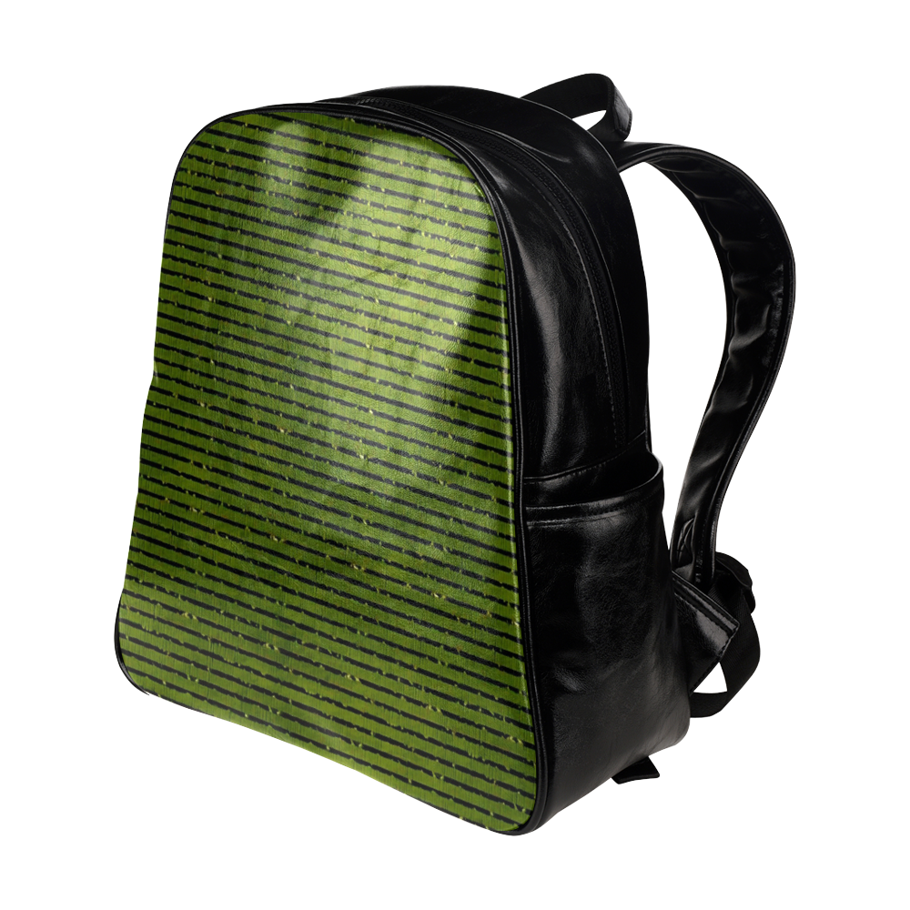 Green Glitter Stripe Multi-Pockets Backpack (Model 1636)