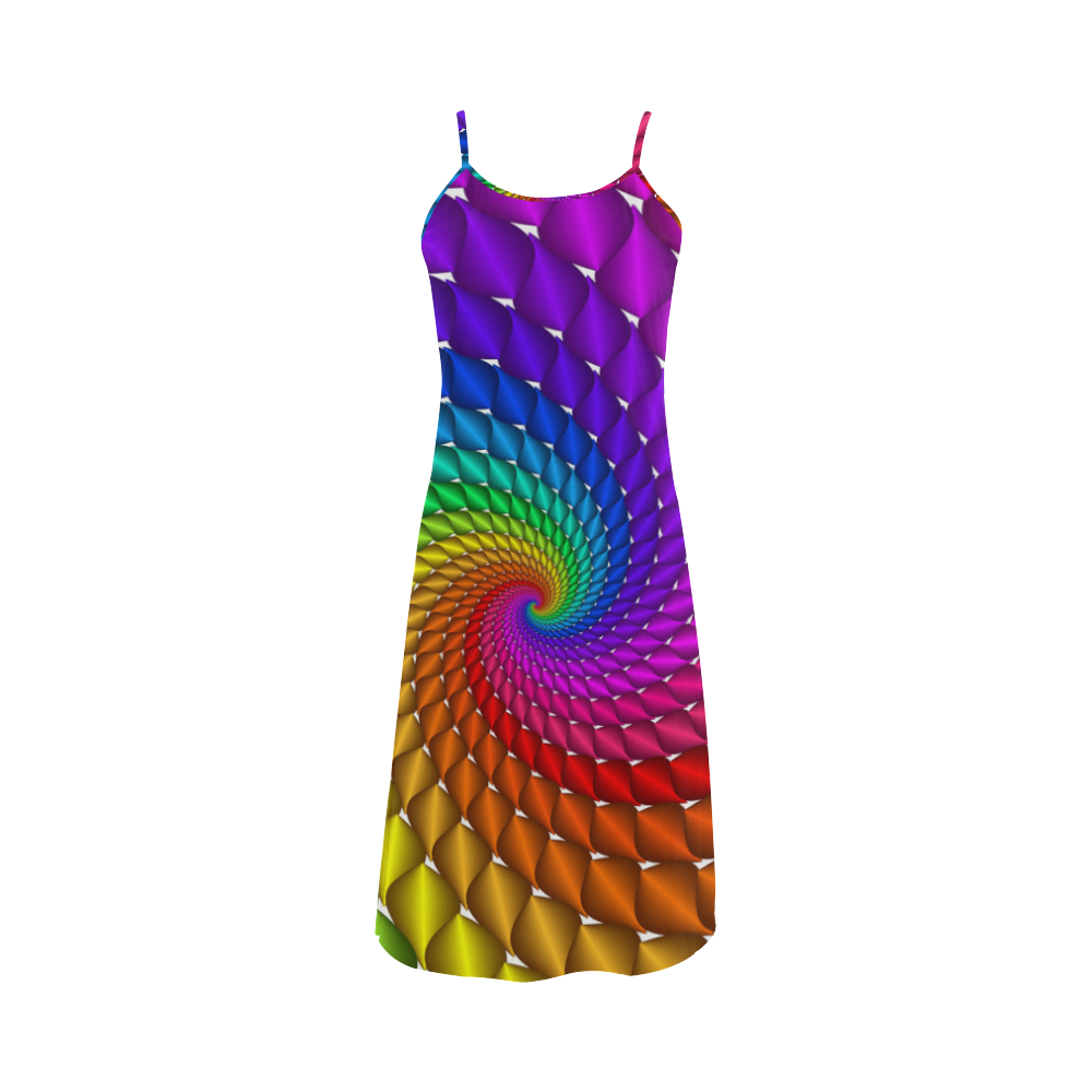 Psychedelic Rainbow Spiral Alcestis Slip Dress (Model D05)