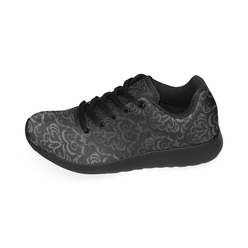 Black Grey Damasks Women’s Running Shoes (Model 020)