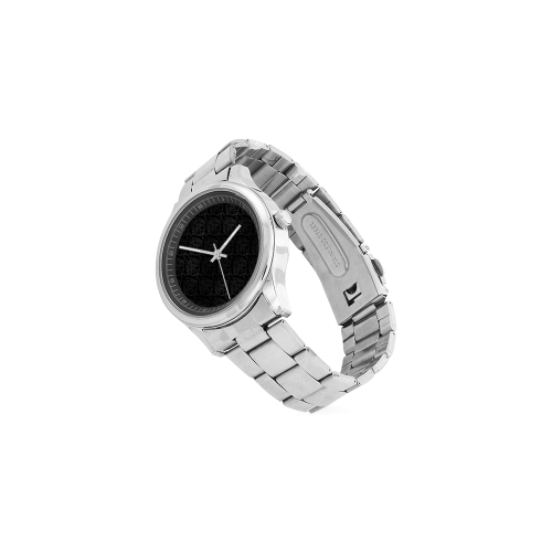 Black Grey Damasks Men's Stainless Steel Watch(Model 104)