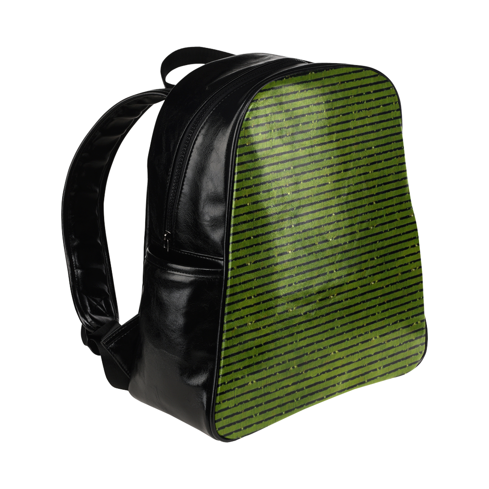 Green Glitter Stripe Multi-Pockets Backpack (Model 1636)