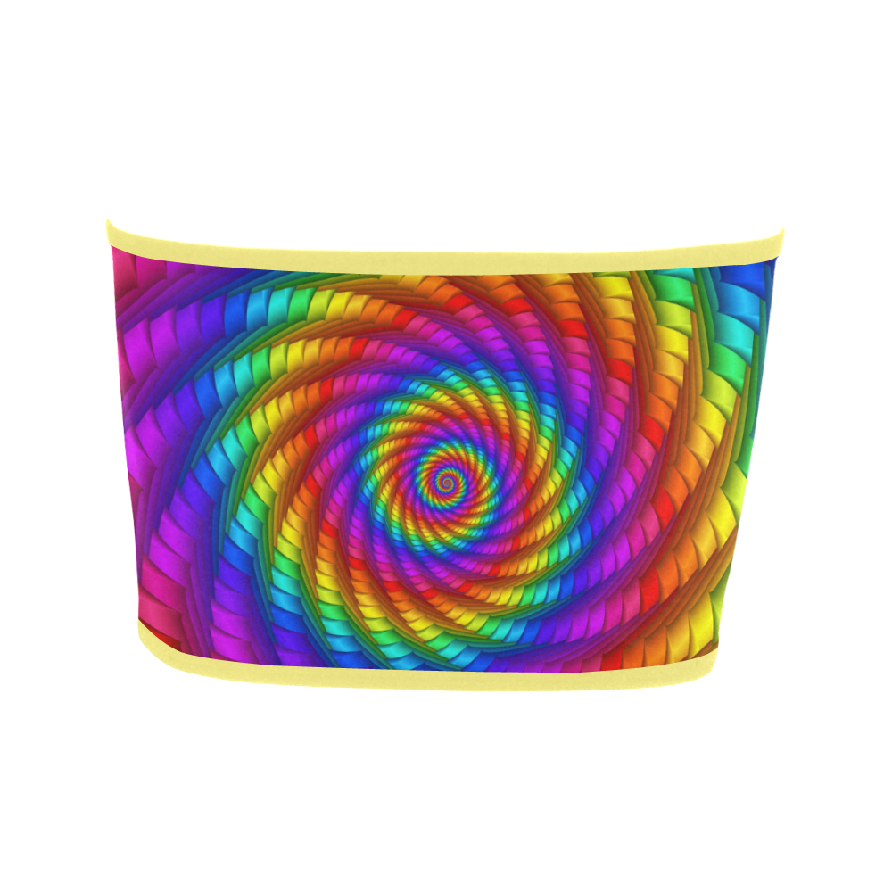 Psychedelic Rainbow Spiral Bandeau Top