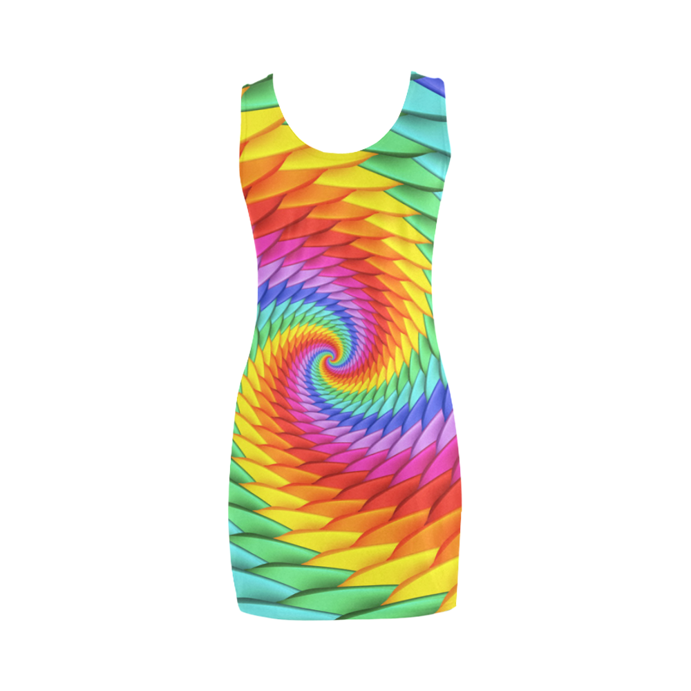 Psychedelic Rainbow Spiral Medea Vest Dress (Model D06)