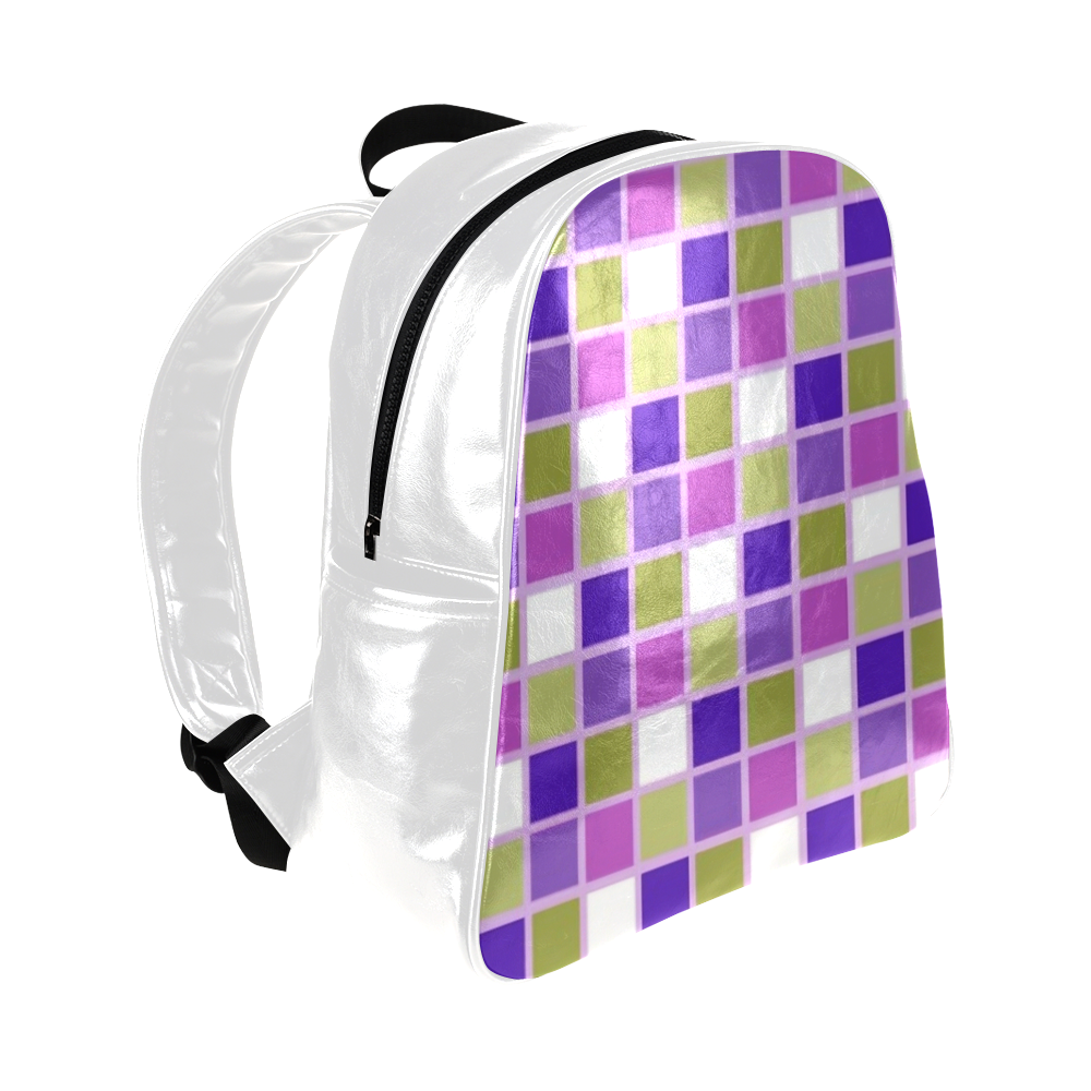 Harlequin Sage Green Lavender Purple Color Tiles Multi-Pockets Backpack (Model 1636)