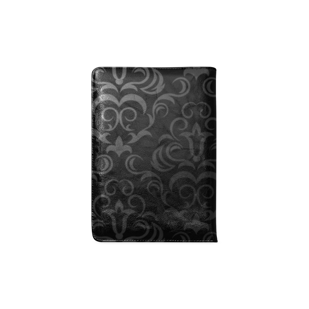 Black Grey Damasks Frame Monogram Initial Custom NoteBook A5