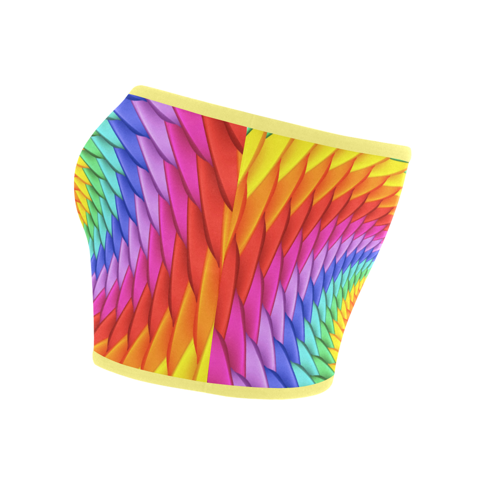 Psychedelic Rainbow Spiral Bandeau Top