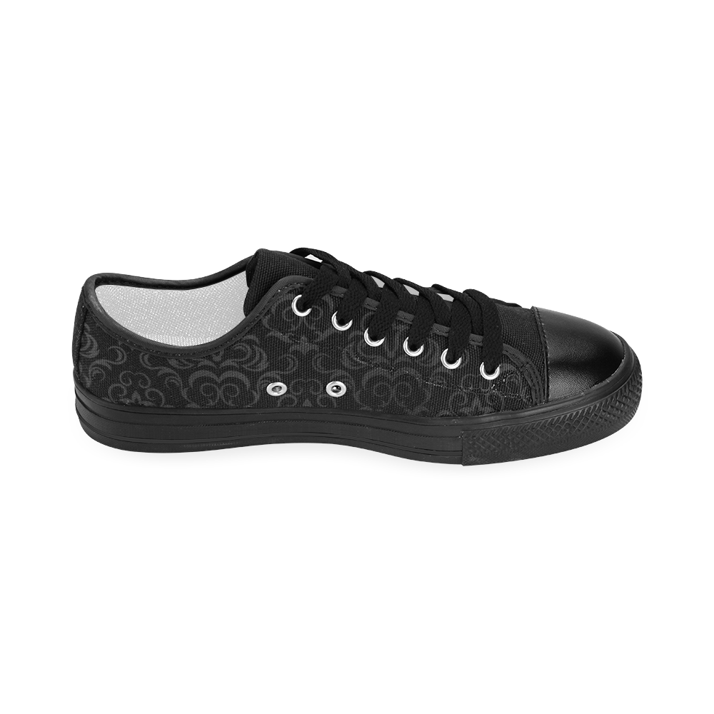 Black Grey Damasks Women's Classic Canvas Shoes (Model 018)