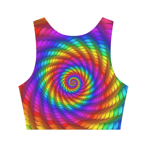 Psychedelic Rainbow Spiral Women's Crop Top (Model T42)