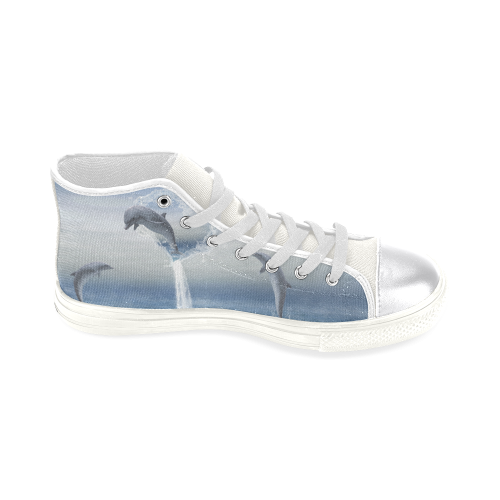 The Heart Of The Dolphins Women's Classic High Top Canvas Shoes (Model 017)