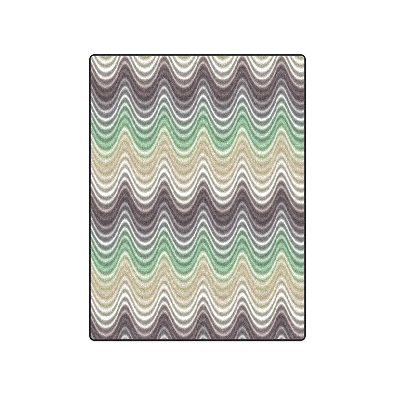 Burgundy Green Beige Waves Blanket 50"x60"