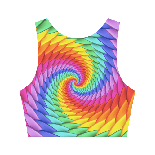 Psychedelic Rainbow Spiral Women's Crop Top (Model T42)