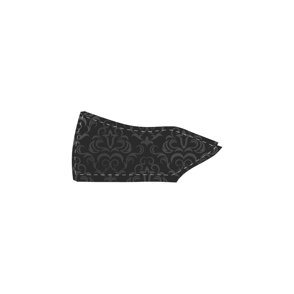 Black Grey Damasks Women's Slip-on Canvas Shoes (Model 019)