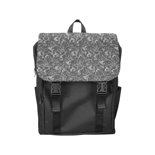 Vintage Floral Charcoal Black Casual Shoulders Backpack (Model 1623)