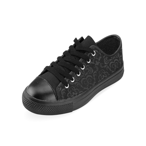 Black Grey Damasks Men's Classic Canvas Shoes (Model 018)