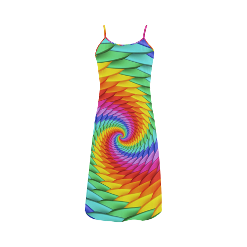 Psychedelic Rainbow Spiral Alcestis Slip Dress (Model D05)