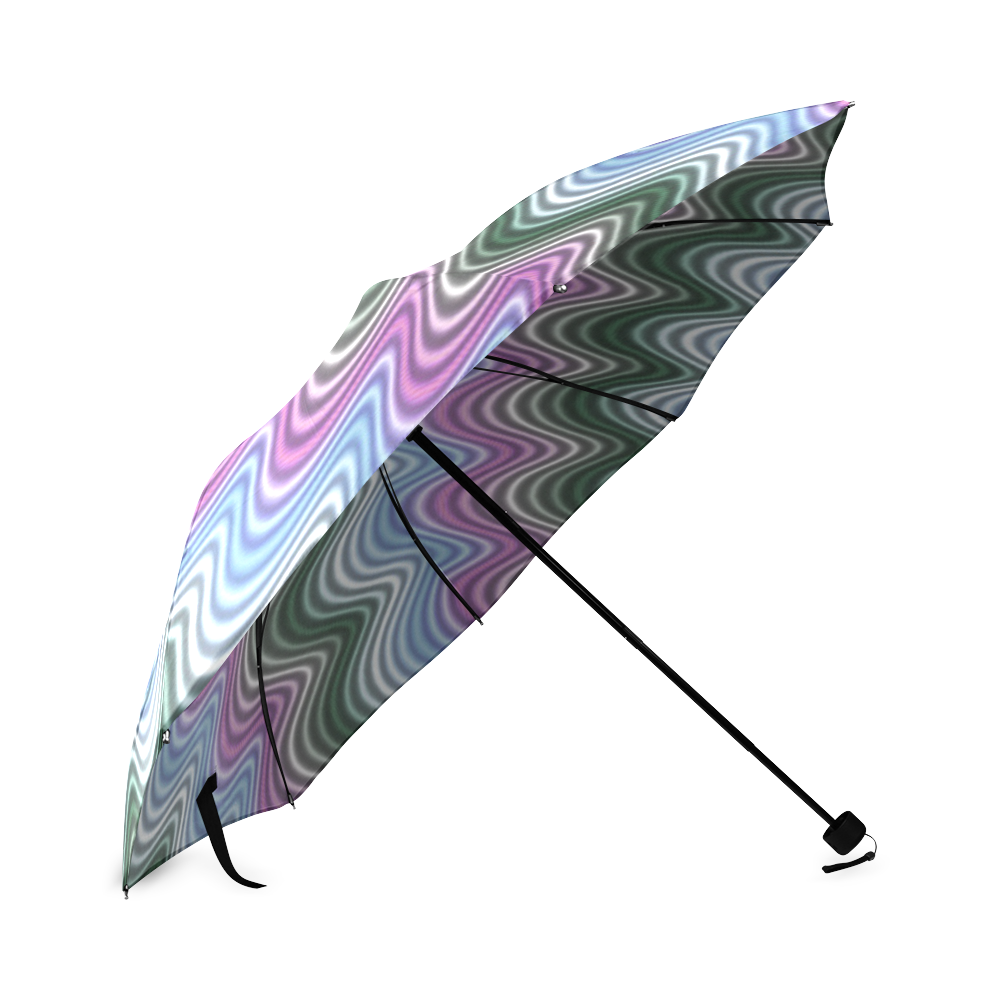 Green Purple Blue Waves Foldable Umbrella (Model U01)