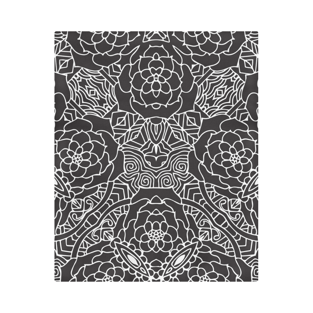 Mariager-Black & White- rose flowers Duvet Cover 86"x70" ( All-over-print)