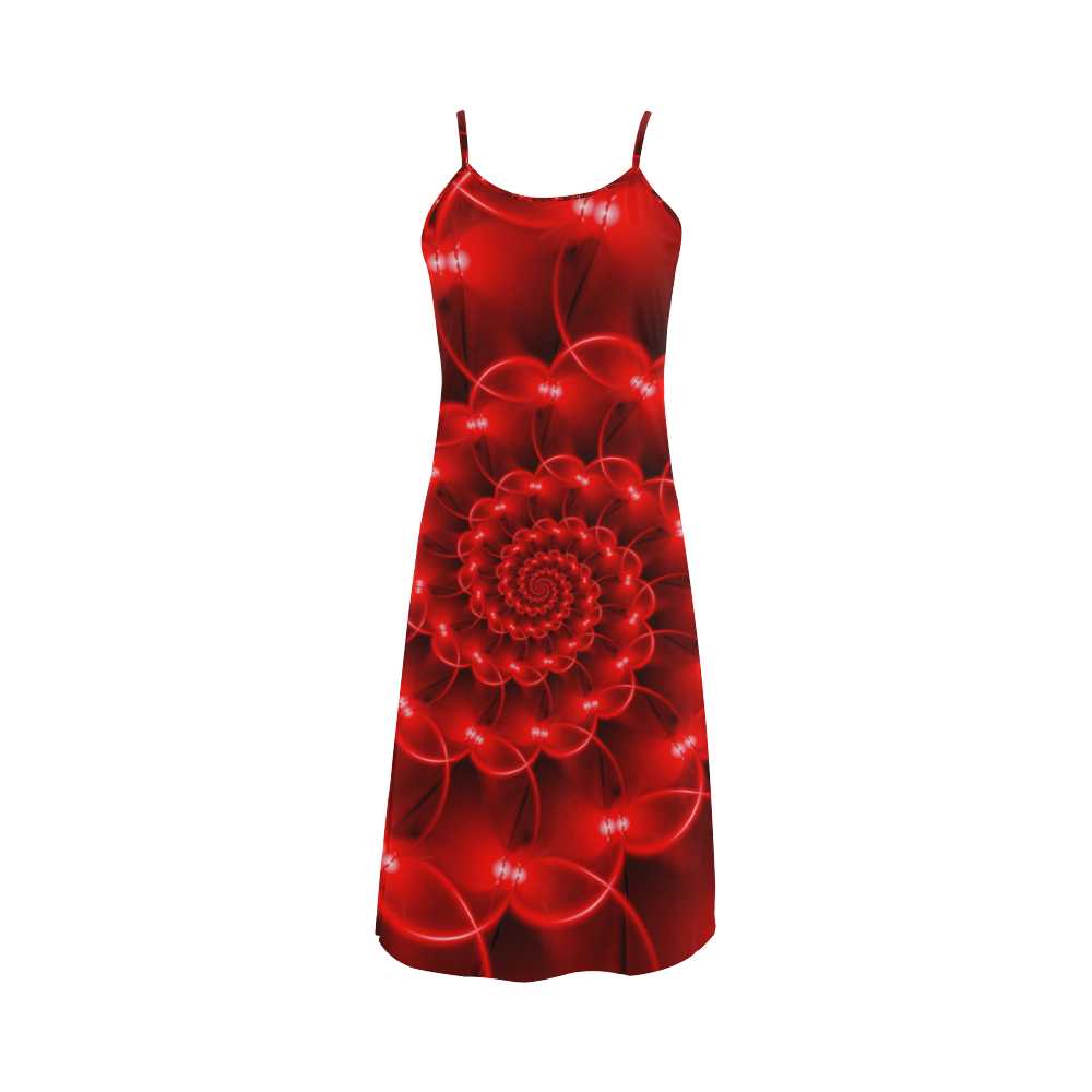 Glossy Red Spiral Fractal Alcestis Slip Dress (Model D05)