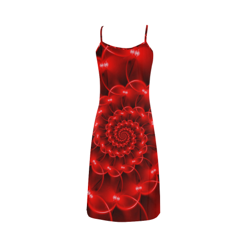 Glossy Red Spiral Fractal Alcestis Slip Dress (Model D05)