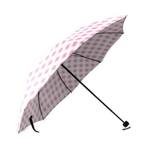 Petal Pink Gingham Foldable Umbrella (Model U01)