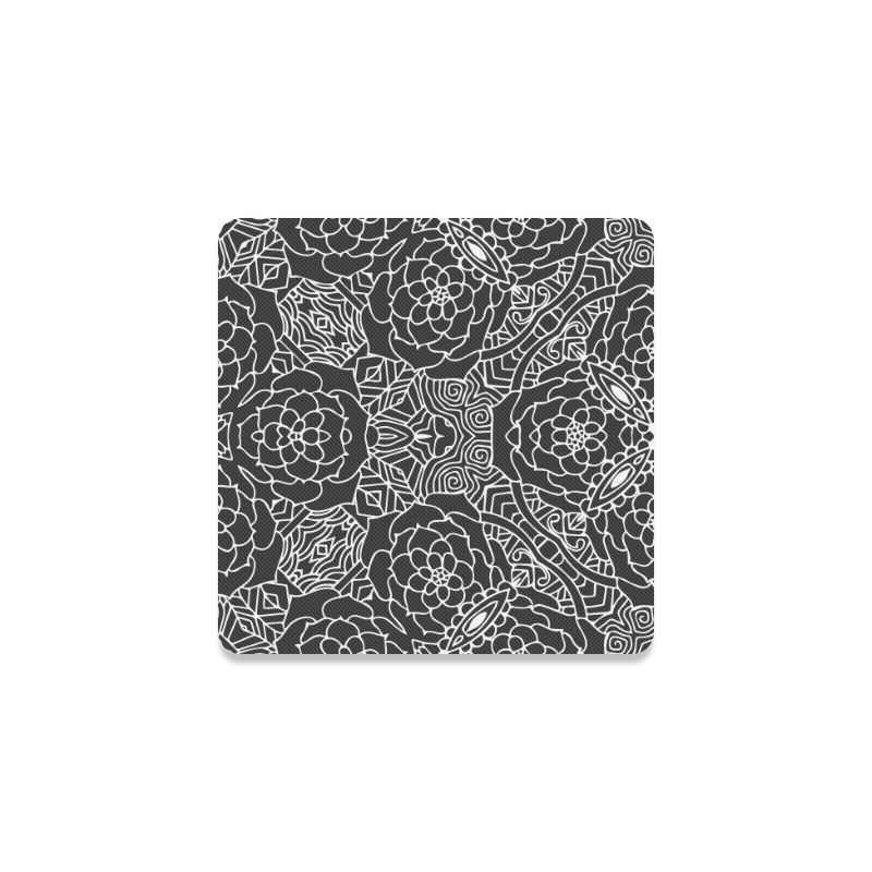 Mariager-Black & White- rose flowers Square Coaster