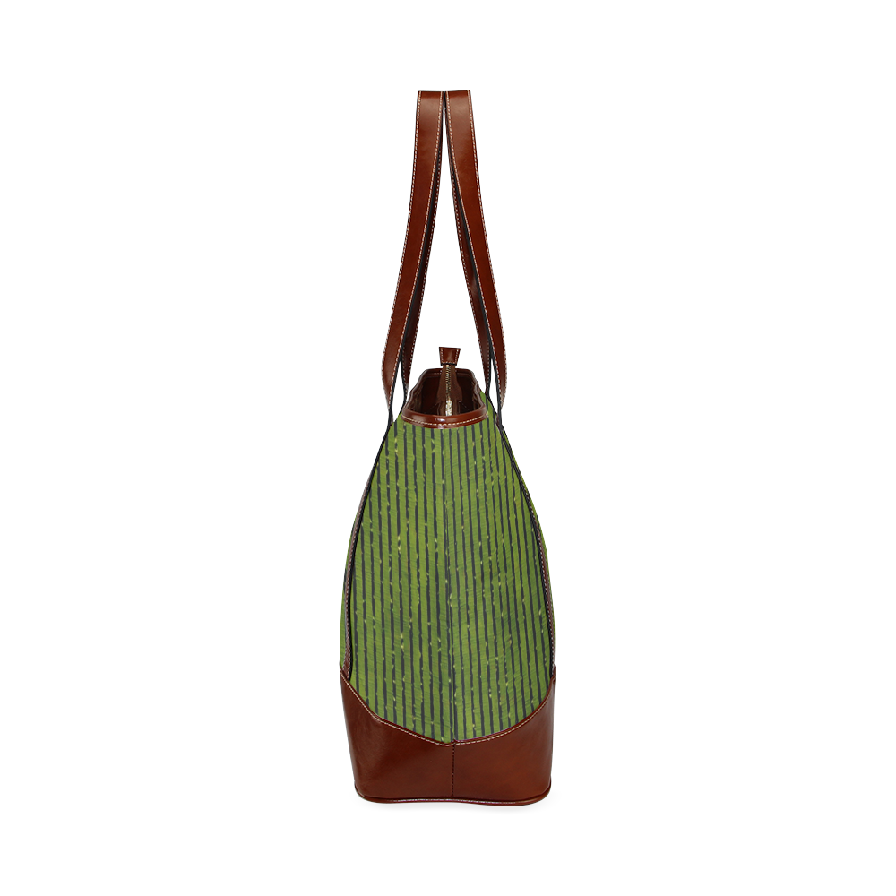 Green Glitter Stripe Tote Handbag (Model 1642)