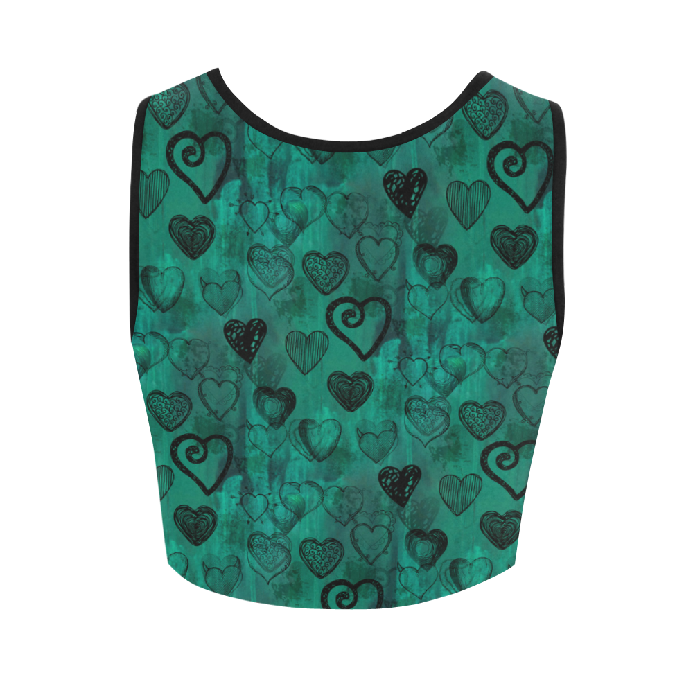 Turquoise Hearts Women's Crop Top (Model T42)