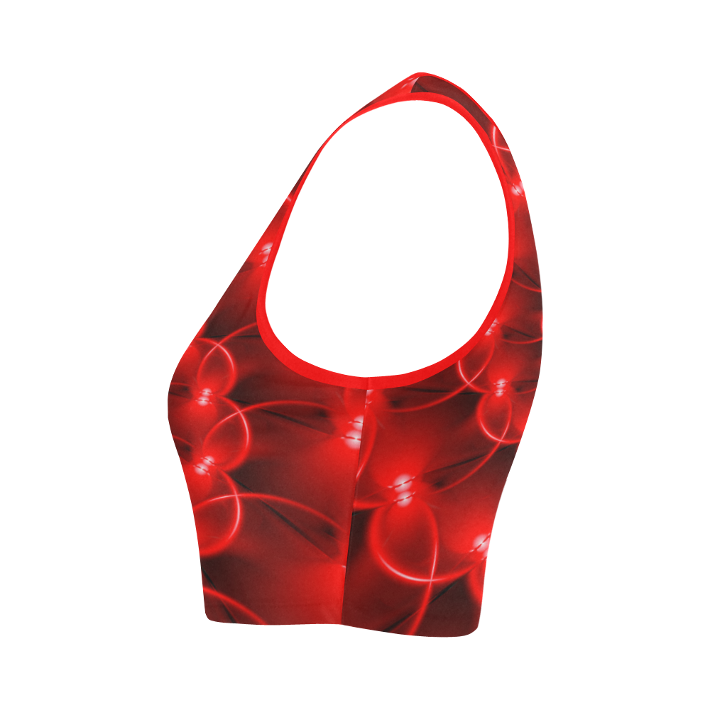 Glossy Red Spiral Fractal Women's Crop Top (Model T42)