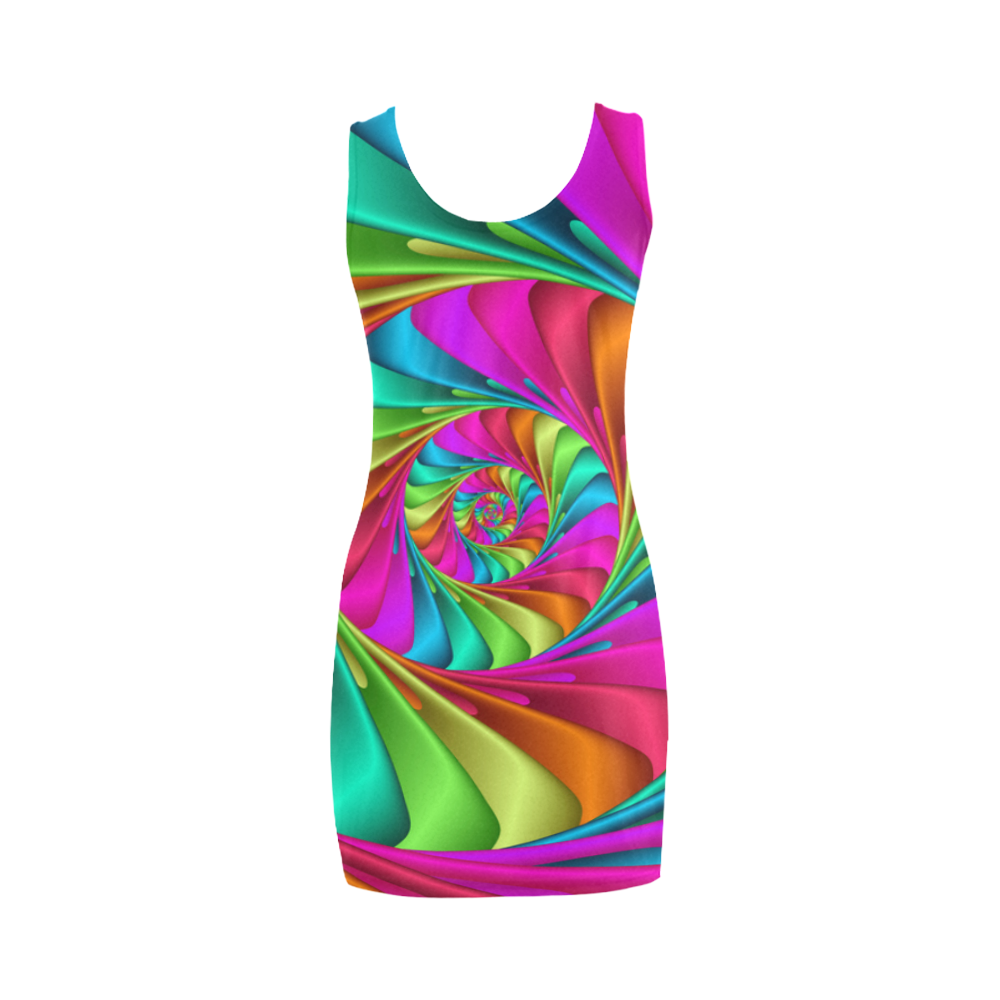 Psychedelic Rainbow Spiral Medea Vest Dress (Model D06)