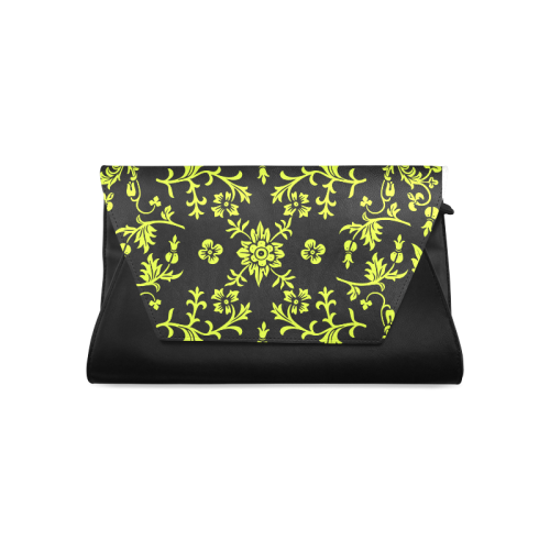 Floral pattern lime & black VAS2 Clutch Bag (Model 1630)