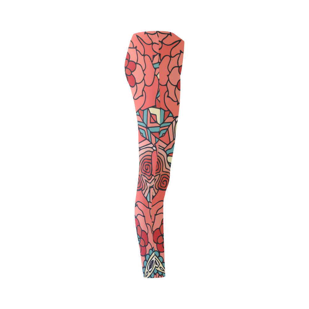 Mariager, Pale Red Rose flowers Cassandra Women's Leggings (Model L01)