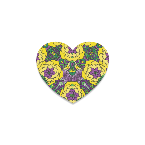 Mariager, Mardi Gras yellow purple green Heart Coaster