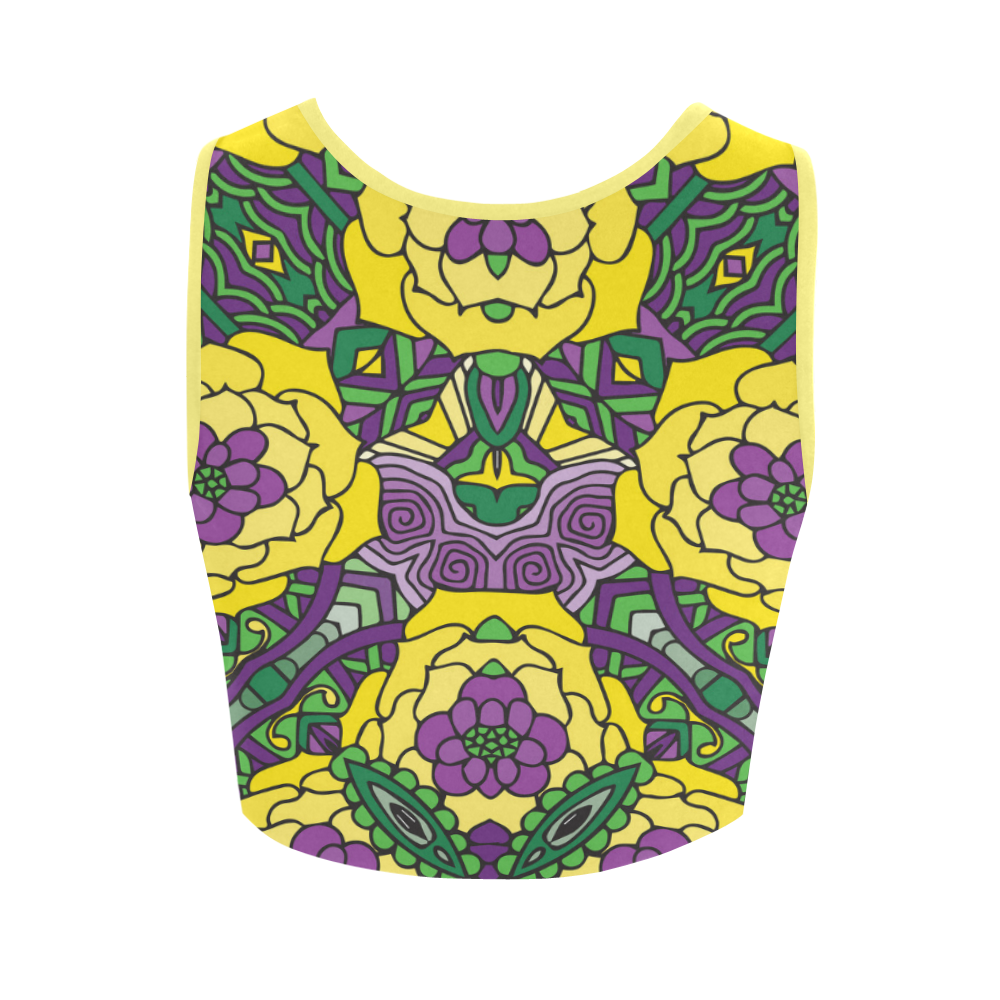 Mariager, Mardi Gras yellow purple green Women's Crop Top (Model T42)