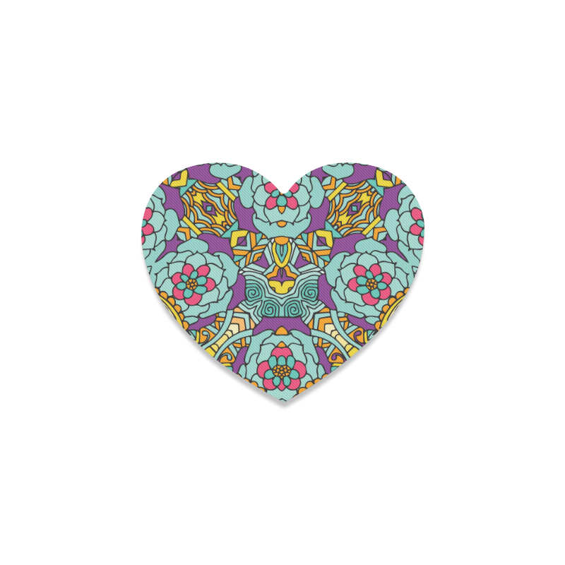 Mariager-bold flowers,blue,purple,yellow floral Heart Coaster