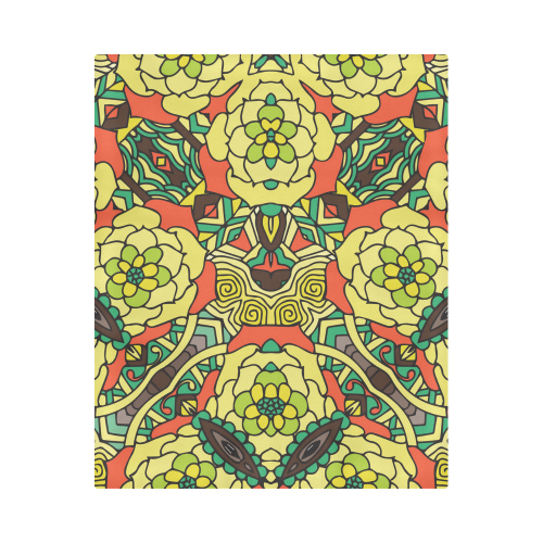 Mariger, Retro Yellow orange and green rose Duvet Cover 86"x70" ( All-over-print)