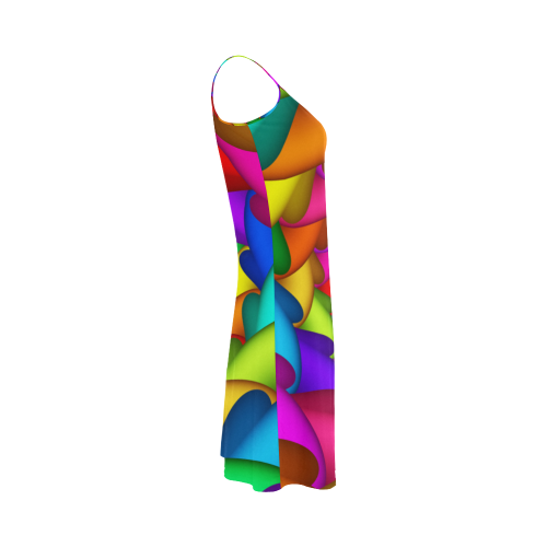 Psychedelic Rainbow Spiral Alcestis Slip Dress (Model D05)