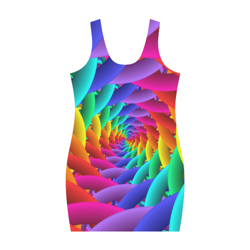 Psychedelic Rainbow Spiral Medea Vest Dress (Model D06)