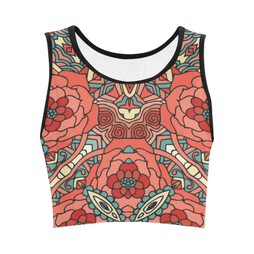 Mariager, Pale Red Rose flowers Women's Crop Top (Model T42)