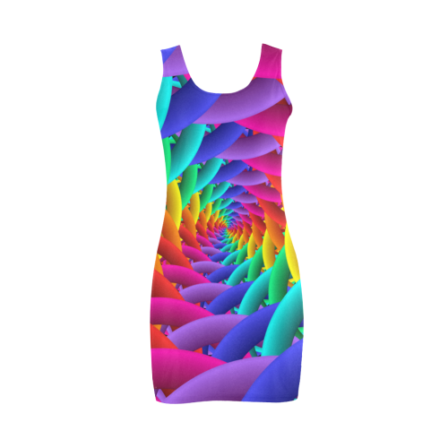 Psychedelic Rainbow Spiral Medea Vest Dress (Model D06)