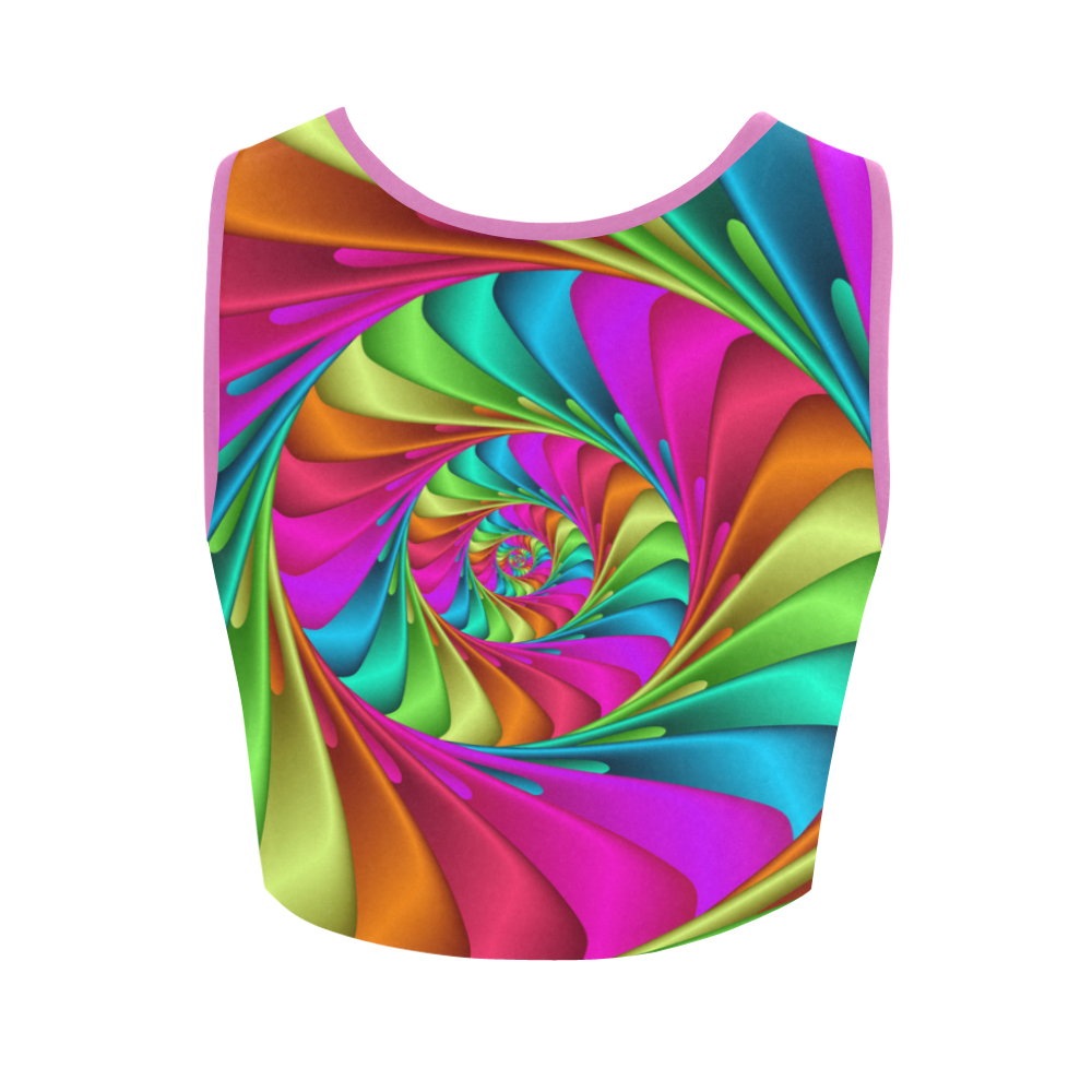 Psychedelic Rainbow Spiral Women's Crop Top (Model T42)