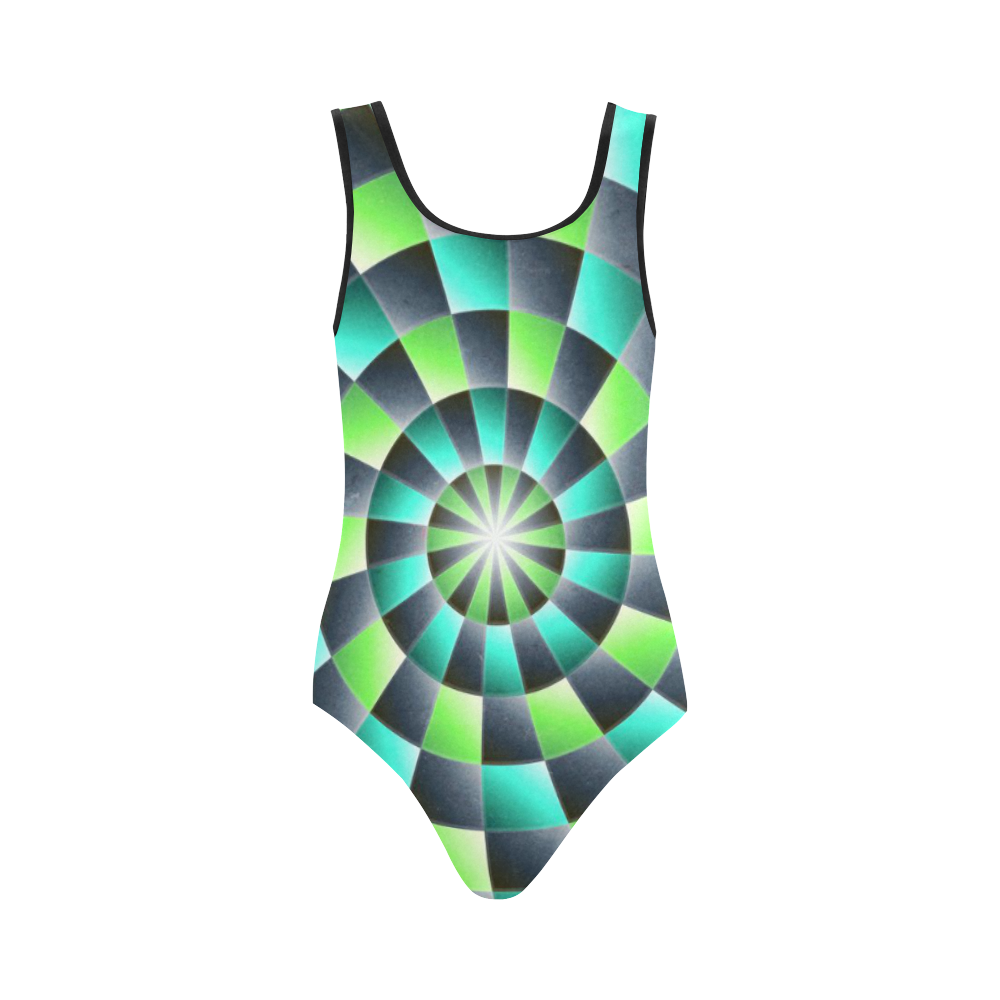 glossy spirals Vest One Piece Swimsuit (Model S04)
