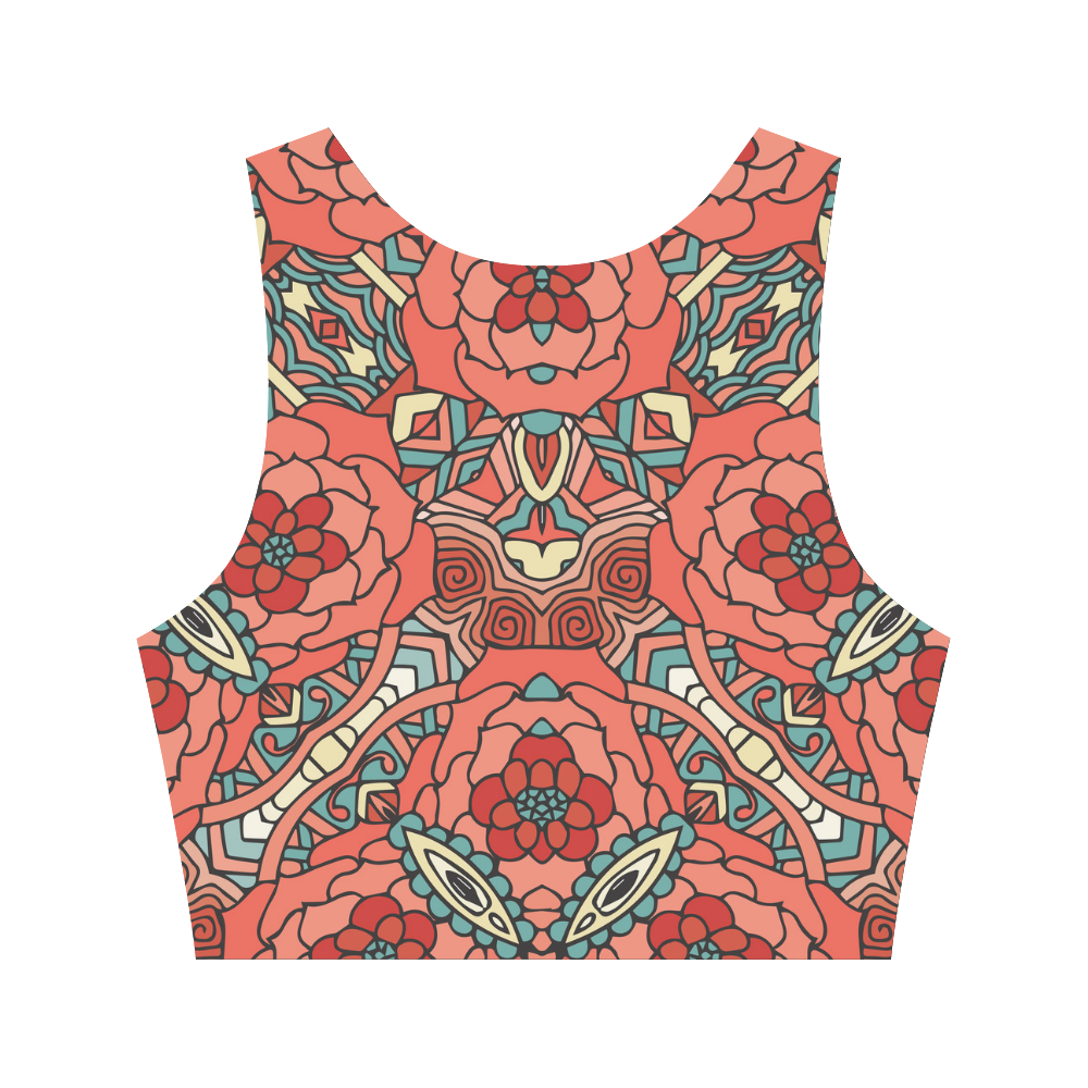 Mariager, Pale Red Rose flowers Women's Crop Top (Model T42)